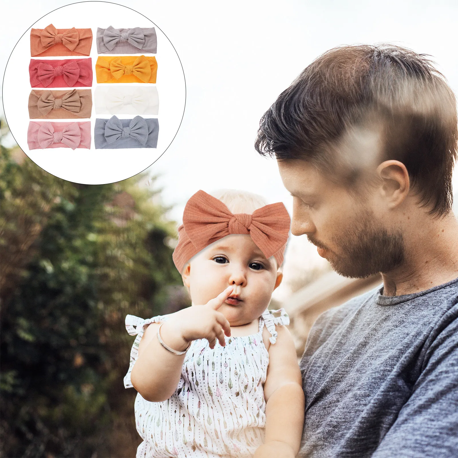 

8Pcs Infant Bow Knot Headband Newborn Wide Hair Band Elastic Knotted Turban for Toddler Photo Props Memory Keepsake Soft Comfort