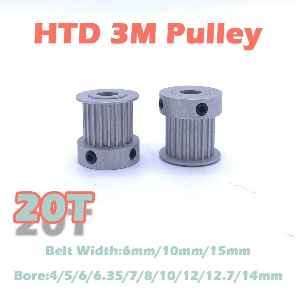 HTD 3M Timing Pulley 20 Teeth Bore 4 5 6 6.35 7 8 10 12 14mm  20Teeth 3M Gear Belt Width 6 10 15mm 20T HTD3M Synchronous Wheel