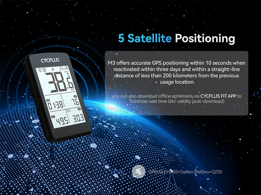CYCPLUS M3 Fahrradzubehör GPS Fahrradcomputer Wireless ANT+ BLE 5.0 Wasserdichter Tachometer Radfahren Fahrrad Geschwindigkeit Cyclocomputer – Detail 2