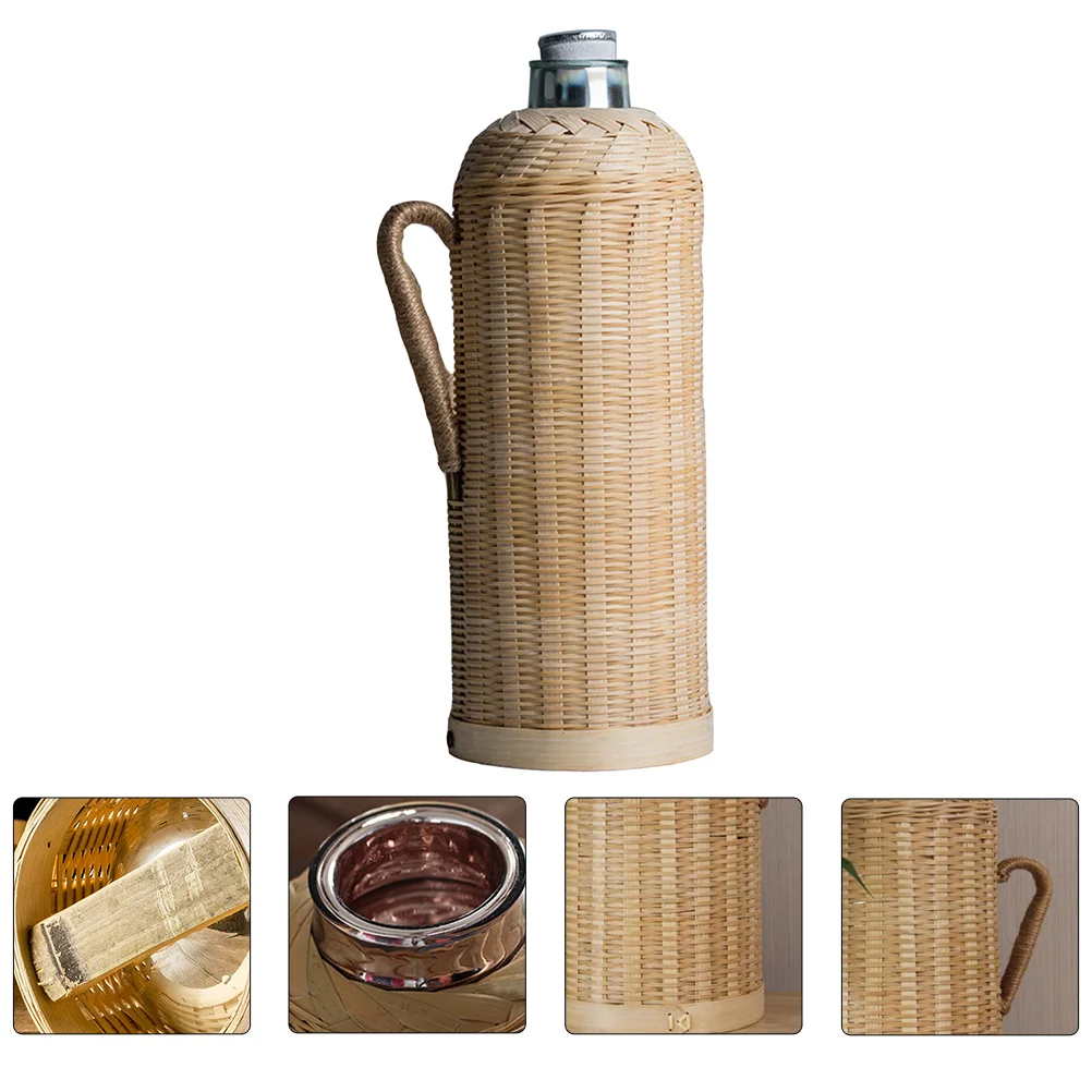 

Bamboo Thermal Kettle Bottle Water Hot Practical Warm Keeping Insulation Pot Home Vintage Large Capacity