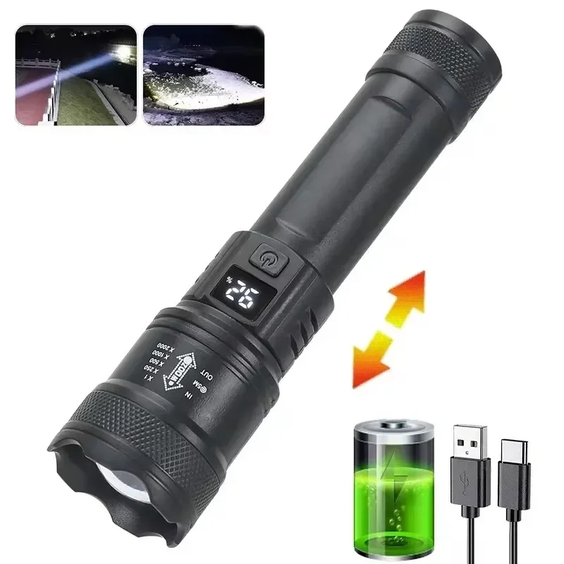 6000000 LM LED Taschenlampe Wiederaufladbare High Power Militärische Taktische Taschenlampe Teleskop Zoom Taschenlampe Lampe Outdoor Camping Laterne