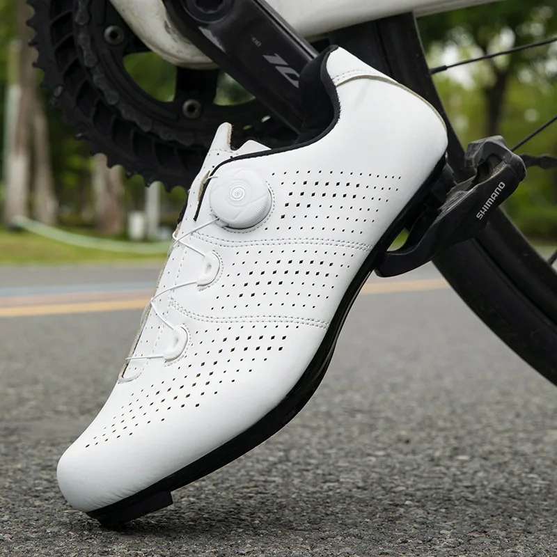 Afbeelding 3: 2026 Wide Fit Fietschoenen Heren Dames Non-Lock Racefiets Schoenen Ademend Bovenwerk Anti-Slip Rubberen Zool Platte Pedalen Sneakers Zomer