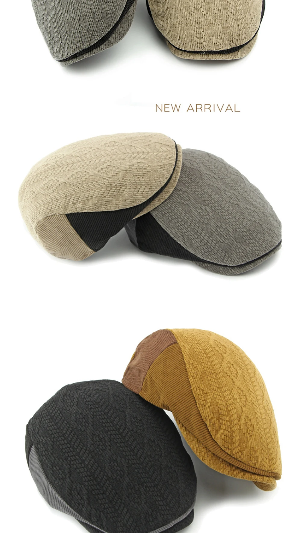 HT4577 Berets Herbst Winter Hut Kappe für Männer Frauen Vintage Gestrickte Baskenmütze Hut Männlich Weiblich Einstellbare Baskenmütze Kappe Unisex Ivy Flache Kappe – Detail 2