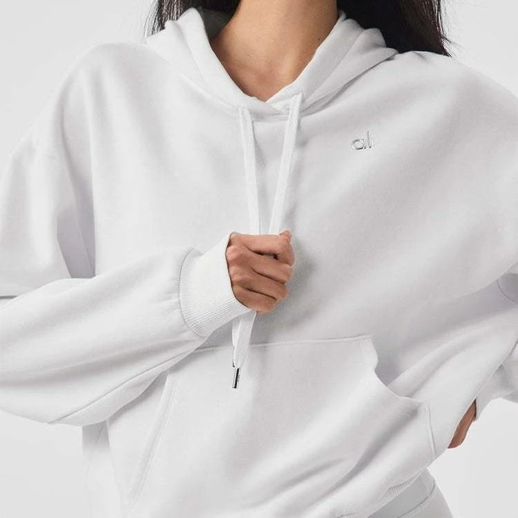 2025 جديد AL موضة العلامة التجارية القطن الخالص جودة عالية مطبوعة هوديي الرجال والنساء عادية فضفاض تنوعا لباس أبيض #1