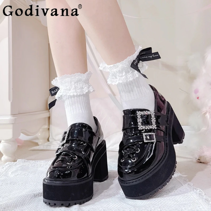 

Original Mine Mass-Produced Black Sweet Cool Thick-Soled Shoes Autumn New Women's Elegant Platform Shoes Girl's High Heel Pumps