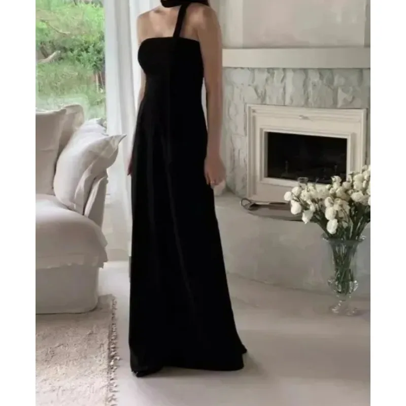 Классические черные вечерние платья Сексуальные атласные свадебные платья без бретелек Элегантное простое свадебное платье трапециевидной формы длиной до пола