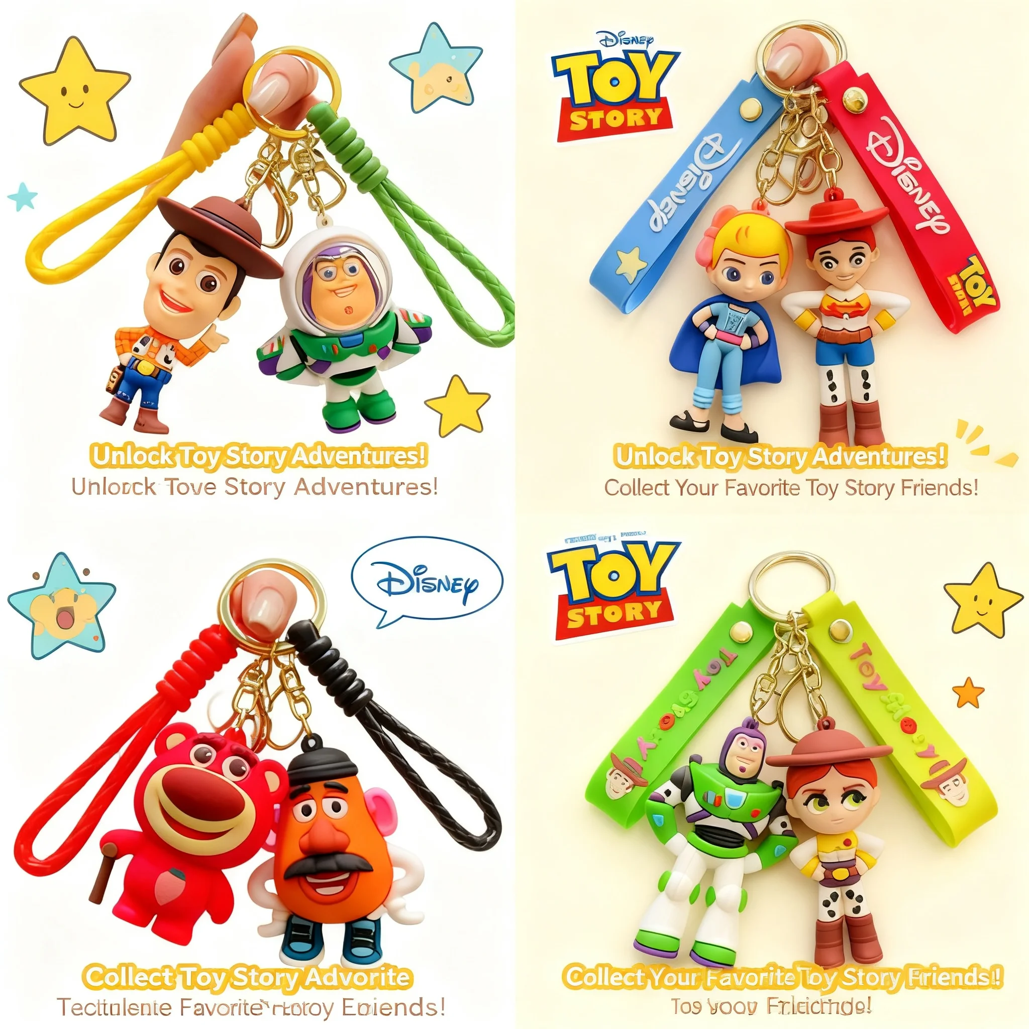 

Брелок «История игрушек»: Мультяшный клубничный медведь, Базз Лайтер, Трехглазый инопланетянин. Подвеска для автомата с игрушками. Небольшой подарок. Оптом.