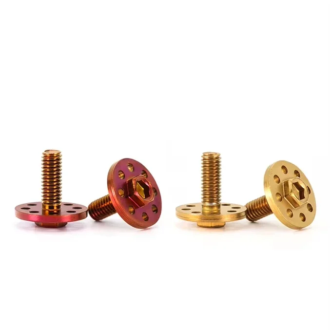 304 Stainless Steel Hex Slot Flange Screws with Titanium Plated for Motorcycle Bike DIY License Plate Fixing Screws M6x15mm/20mm