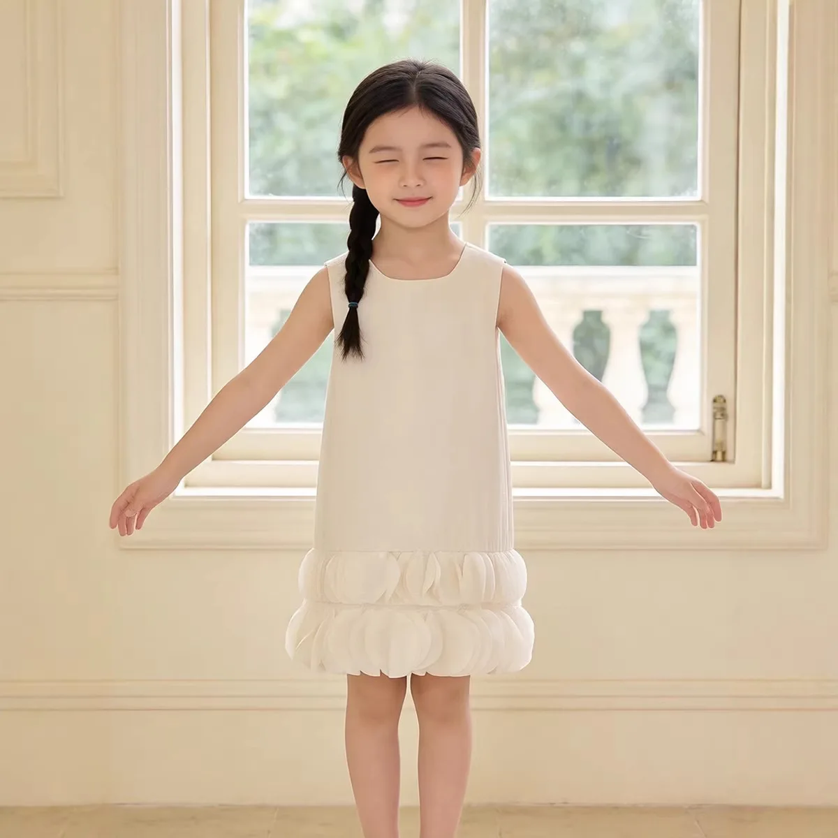 Girls Sleeveless Vest Dress 2026 Summer Korean Japan Style Simple Birthday Party Gown Kids Formal Dress