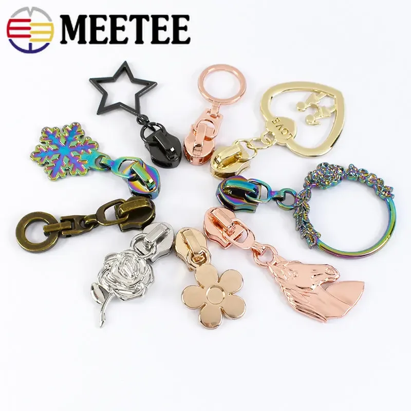 

5Pcs Meetee 5# Zippers Sliders for Nylon Zipper Bag Decorative Zip Head Puller Garment Zips Repair Kit DIY Sewing Accessories