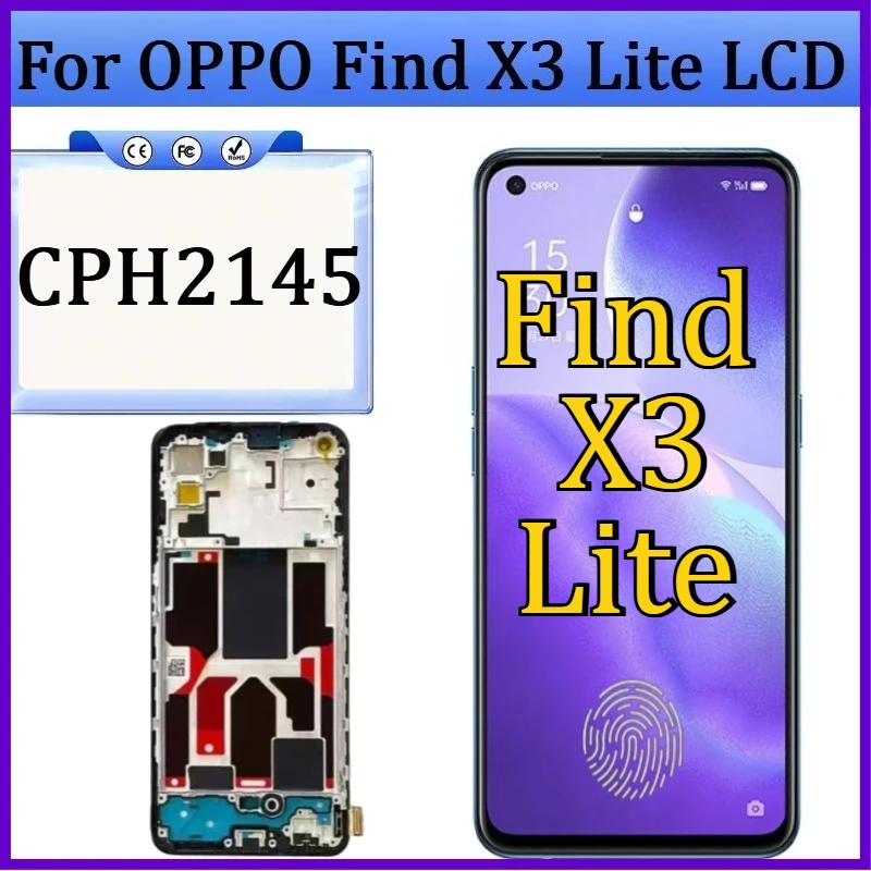 

Новый TFT/OLED/AMOLED дисплей для Oppo Find X3 Lite LCD CPH2145, сенсорная панель, рамка, дигитайзер для Find X3Lite