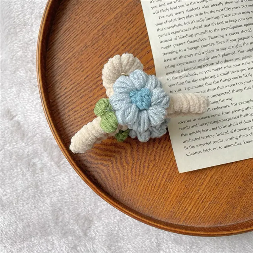 Herbst und Winter Mori Plüsch Gestrickte Blume Greif Clip Weibliche Hai Clip Zurück Kopf Haarnadel Kopfschmuck Haar Clips für Frauen – Detail 7