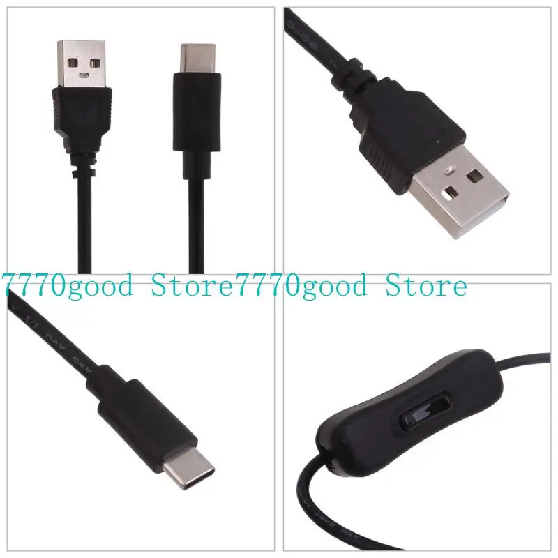31BA USB C Power Switches Cable 118cm (46inch) USB Type C Fast Cable Power Supply with ON/Off Switches for Desktop Fan