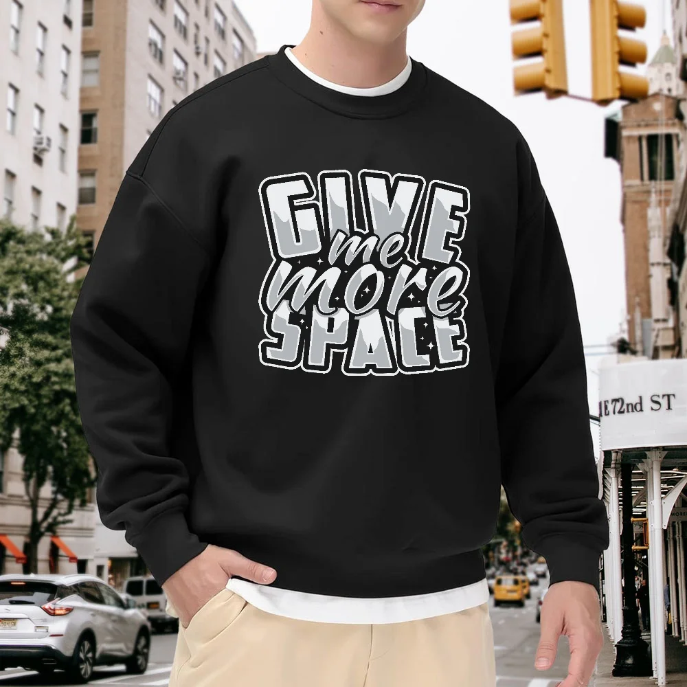 

Men's Black Loose-Fitting Crew Neck Pullover Sweatshirt with Letter Print, Casual Top, Street Fashion Style, Versatile and Comfortable for Everyday Wear, Stylish and Unique