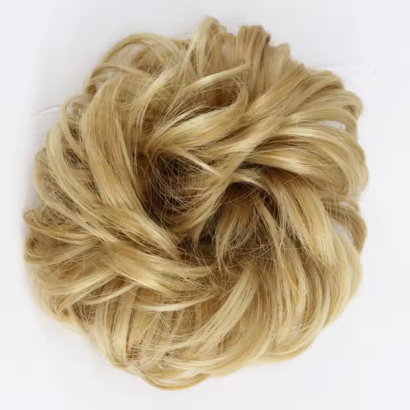 Azqueen Synthetic Messy Bun Chignon Donut Gary Brown Color Hair Bun Pad Elastic Hair Rope Rubber Band Hair Extensions - Image 14