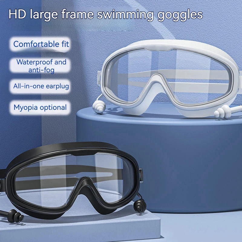 

Swimming Pool Large Frame Adult Swimming Goggles Waterproof Anti-Fog HD Myopia Goggles Diving Swimming Equipment