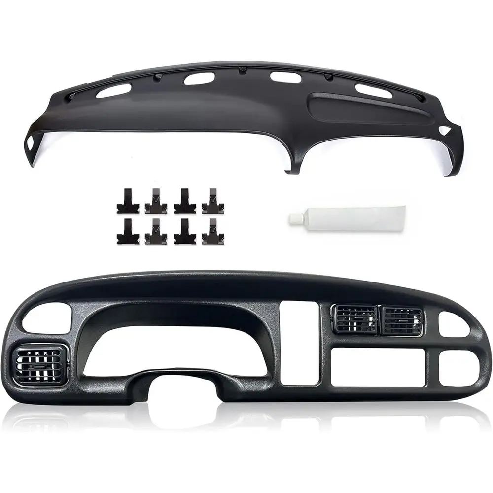 

Dash Bezel and Bashboard Cover Compatible with 1998-2002 Dodge Ram 1500 2500 3500 Pickup Truck Durable Panel Black 2 Packages