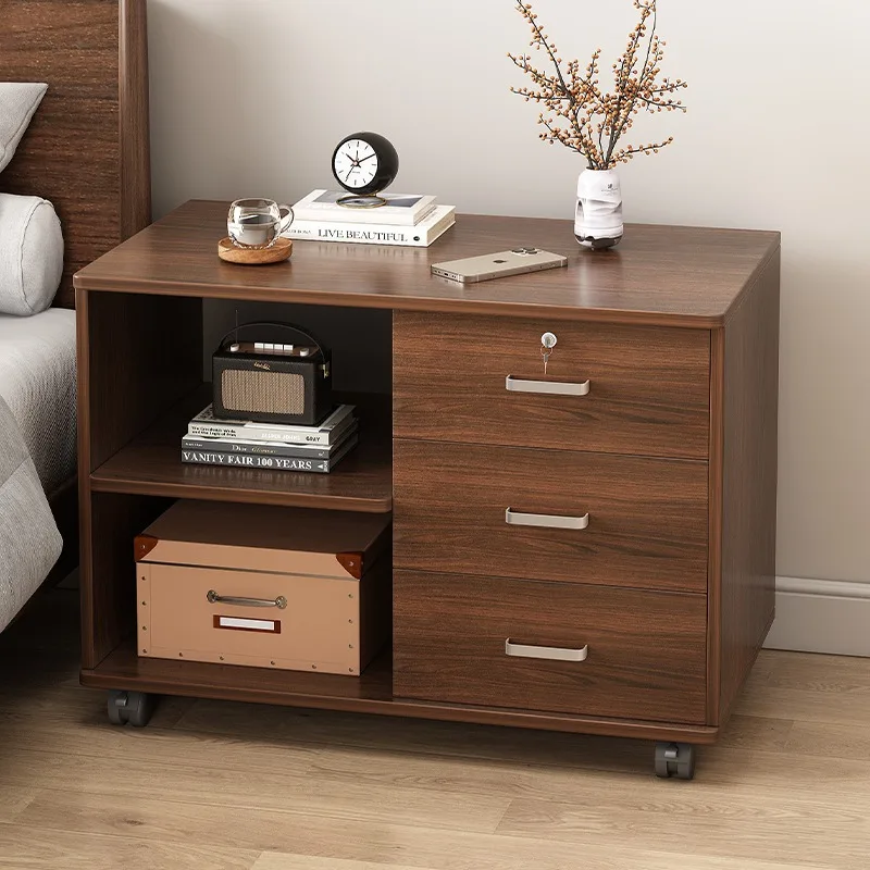 

Прикроватная тумбочка для съемной комнаты с замком и колесиками, простой современный шкафчик для хранения вещей в спальне, прикроватная полка, маленький шкафчик.
