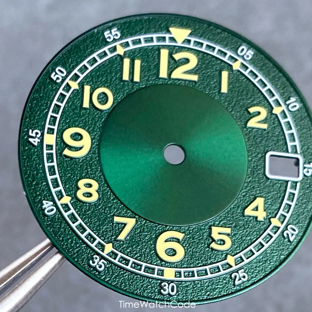 Pilot Aviator Watch Dial Black Green for Field Watches Modified 29mm Luminous for NH35 NH36 NH38 4R35 4R36 Automatic Movement image 5