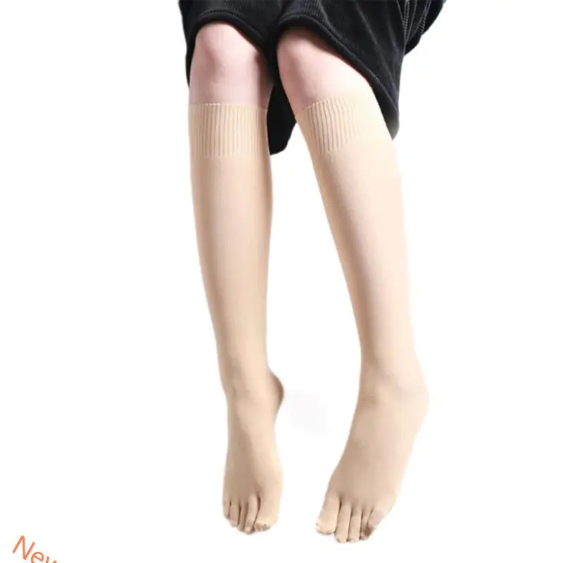 Meias elásticas do joelho dedão do dedo do joelho para mulheres coloras sólidas meias dedos