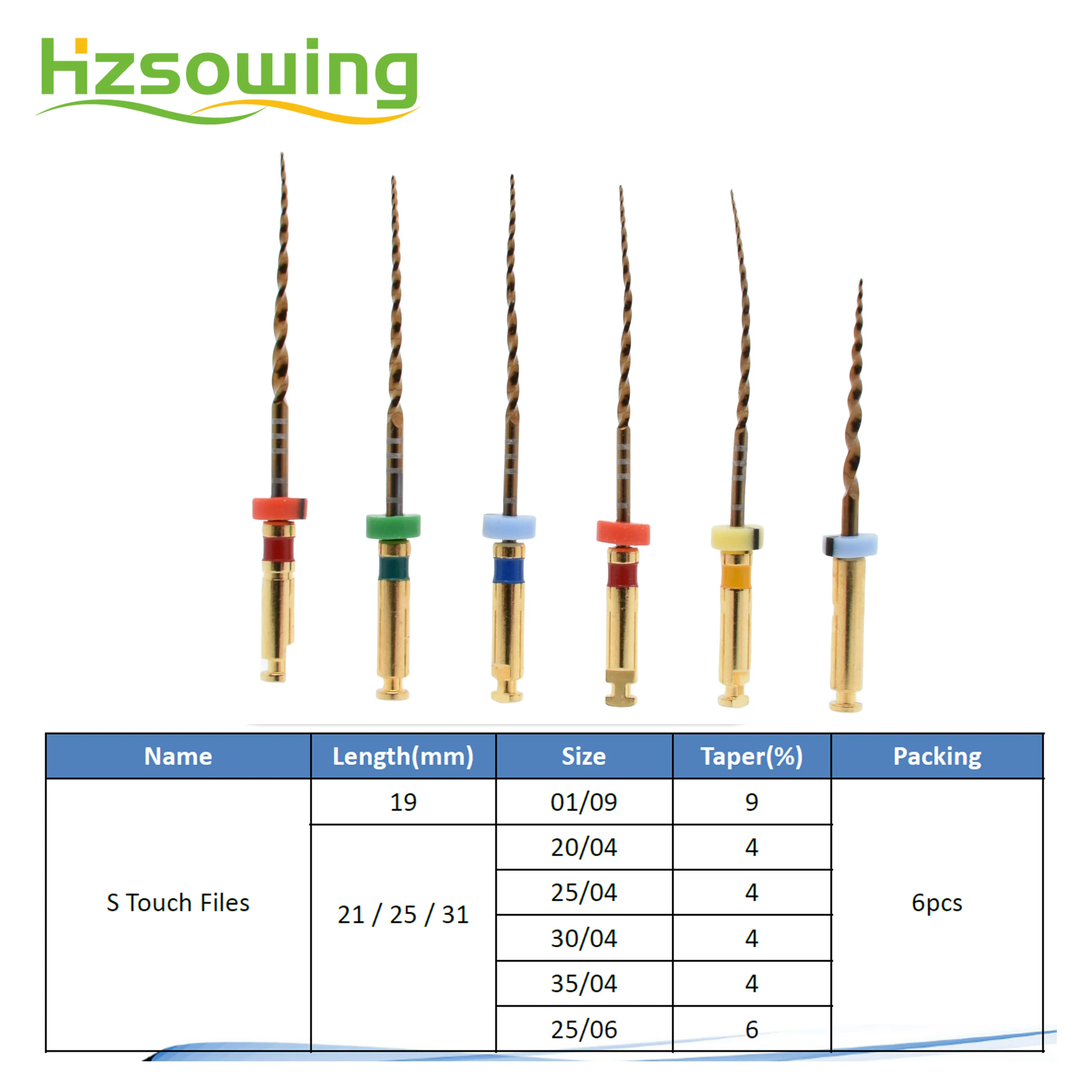 Endodonitcs Taper 04 06 Root Canal Files Super Flexible Golden Files Rotary Engine Use Dental Instruments Heat Activation