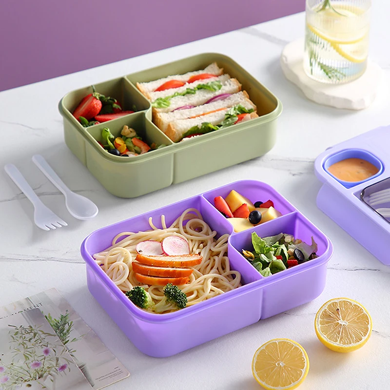 Bento Lunchbox für Kinder Mädchen Cartoon Studenten Kawaii niedlich beheizt 3 Gitter Sandwich Snack Food Box spezielle Kantine Lebensmittel Lagerung