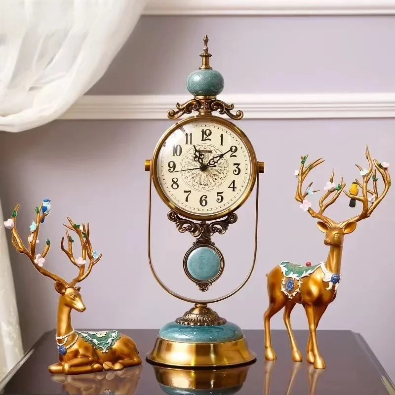 European vintage desktop pendulum desk clock home office school decoration logo decoration