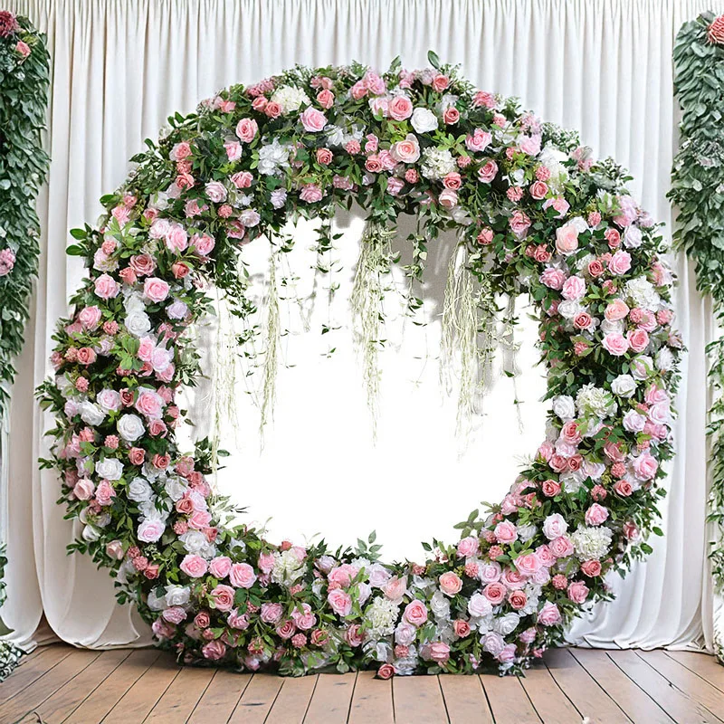 

Pink Rose Round Floral Art Outdoor Exhibition Hall Decoration Hydrangea Hanging Flowers Wedding Decoration Artificial Flowers