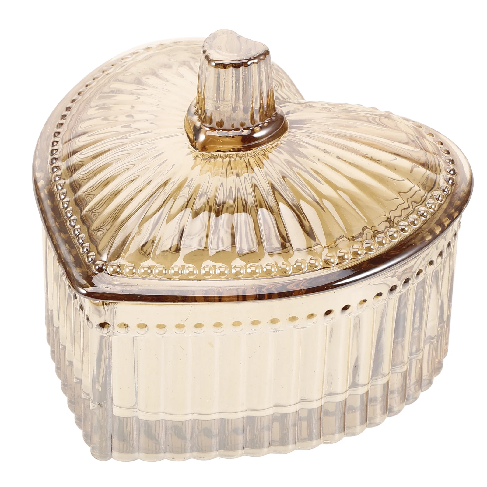 

Heart Shape Glass Storage Jar Decorative Jewelry Organizer for Rings Necklaces Earrings Candy Cookies Trinkets Display Box Home
