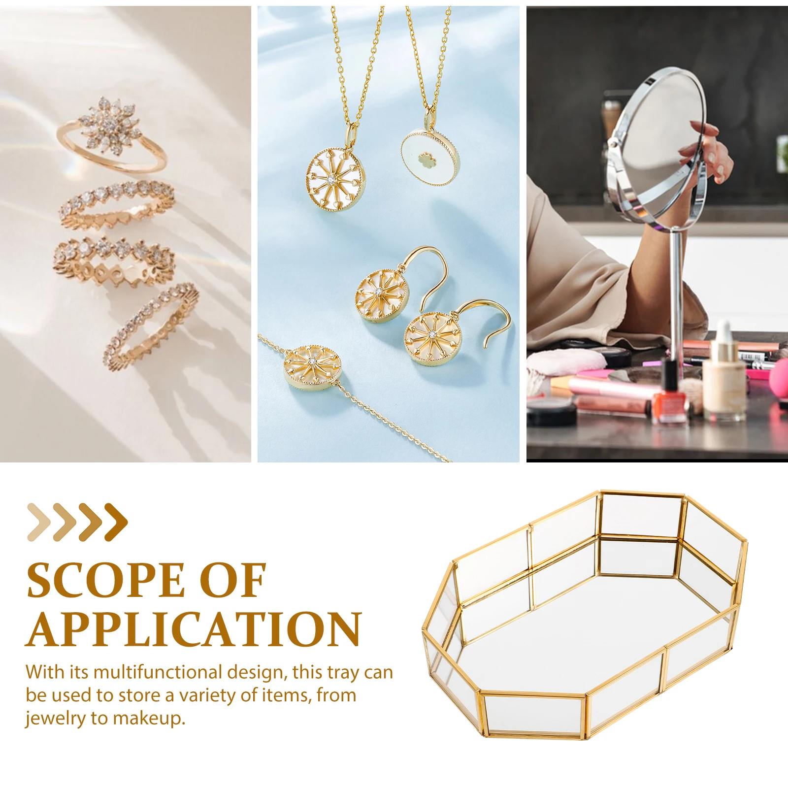 

Латунный поднос для ювелирных изделий, большая емкость, изысканный туалетный столик для рукоделия, настольный органайзер, витрина для ювелирных изделий, держатель для колец