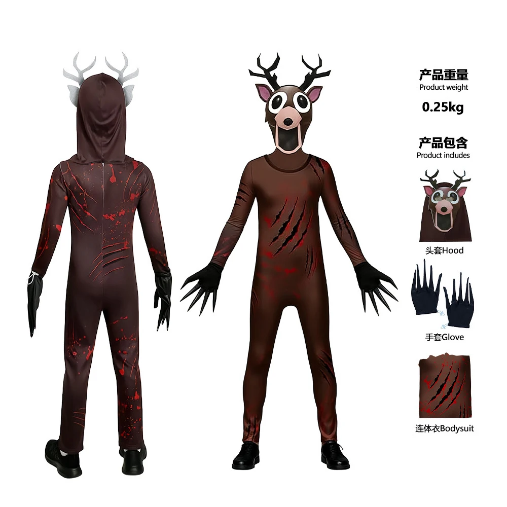 99 ليال في الغابة الغزلان زي تأثيري الزي الرهيب هالوين زي للطفل الكبار كابوس الرنة هدية الكريسماس