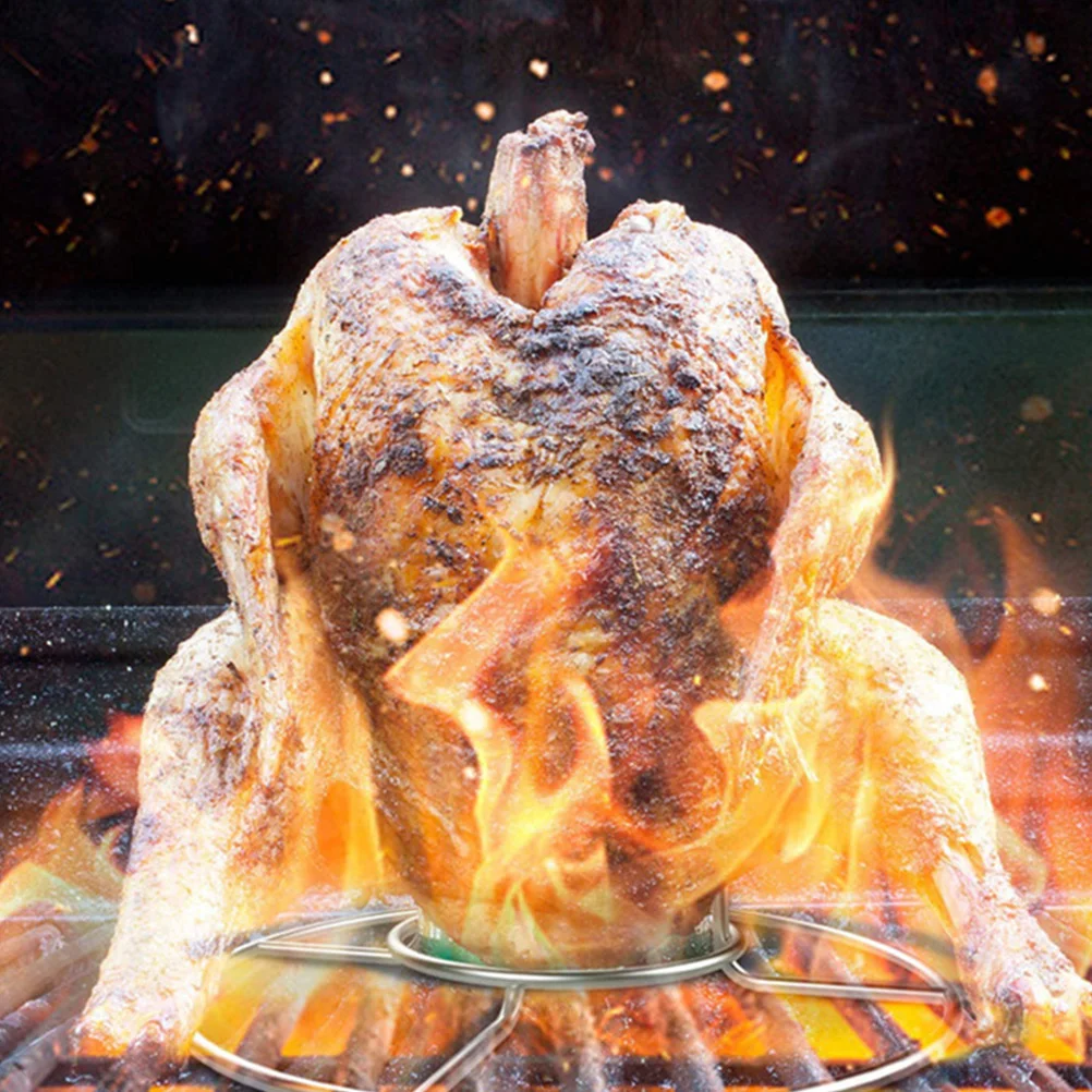 

2Pcs Stainless Steel Folding Chicken Roasting Rack Durable Easy Clean Rustproof for Bbq Grilled Turkey Chicken Holder Rack