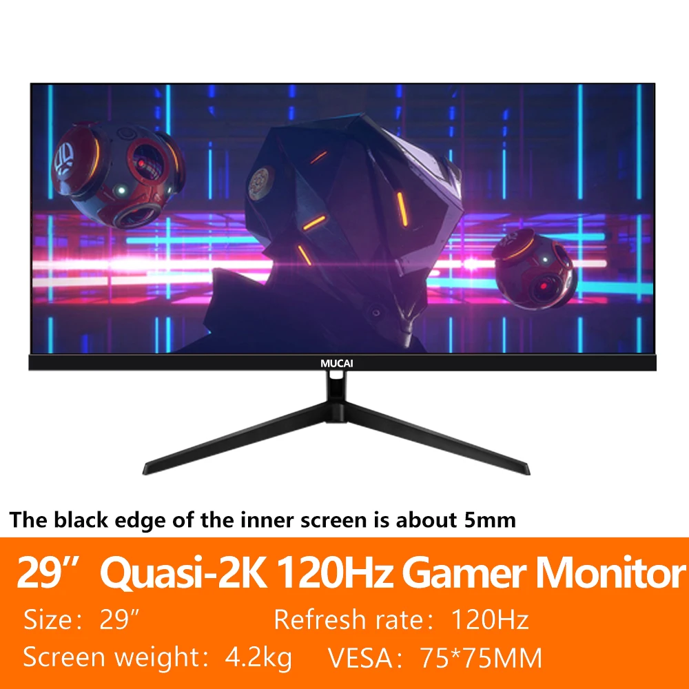 MUCAI 29 Inch Monitor Quasi-2K 120Hz WFHD Wide Display 21:9 IPS Desktop LED Not Curved Gamer Computer Screen DP/2560*1080