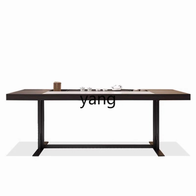

YHM modern simple light luxury solid wood rock slab Zen integrated tea table