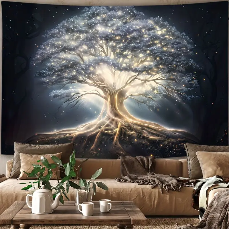 VIKAMA Dream Tree of Life Starry Sky Forest Healing Tapestry Background Living Room Esports Room Atmosphere Room Decoration