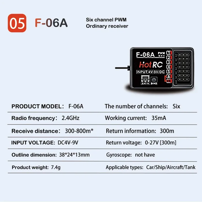 ل HOTRC DS600 6CH 2.4 جيجا هرتز جهاز التحكم عن بعد نظام الراديو الارسال مع F-06A 6 قناة استقبال لقارب RC