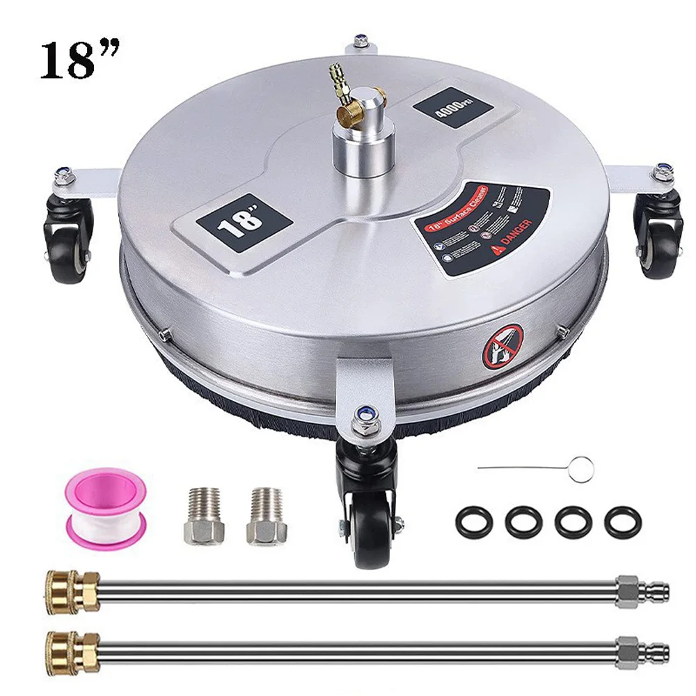 

18 inch High Pressure Floor/road Washer Stainless Steel Washing Machine Patio Cleaner 1/4 with 4 wheels 4000psi