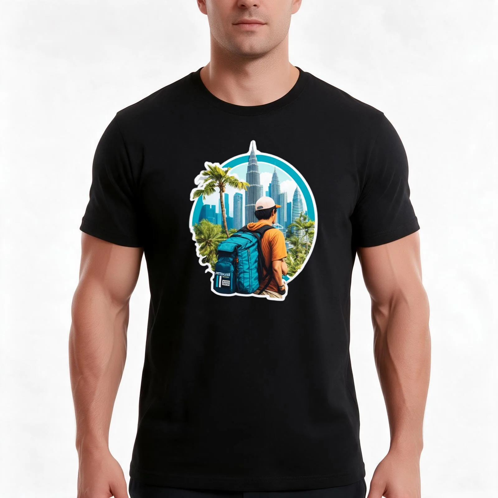 Travel Backpacking and Visiting Kuala Lumpur T-Shirt, Summer Casual Cotton Tee, Oversized Streetwear Tops, Vintage Graphic Print