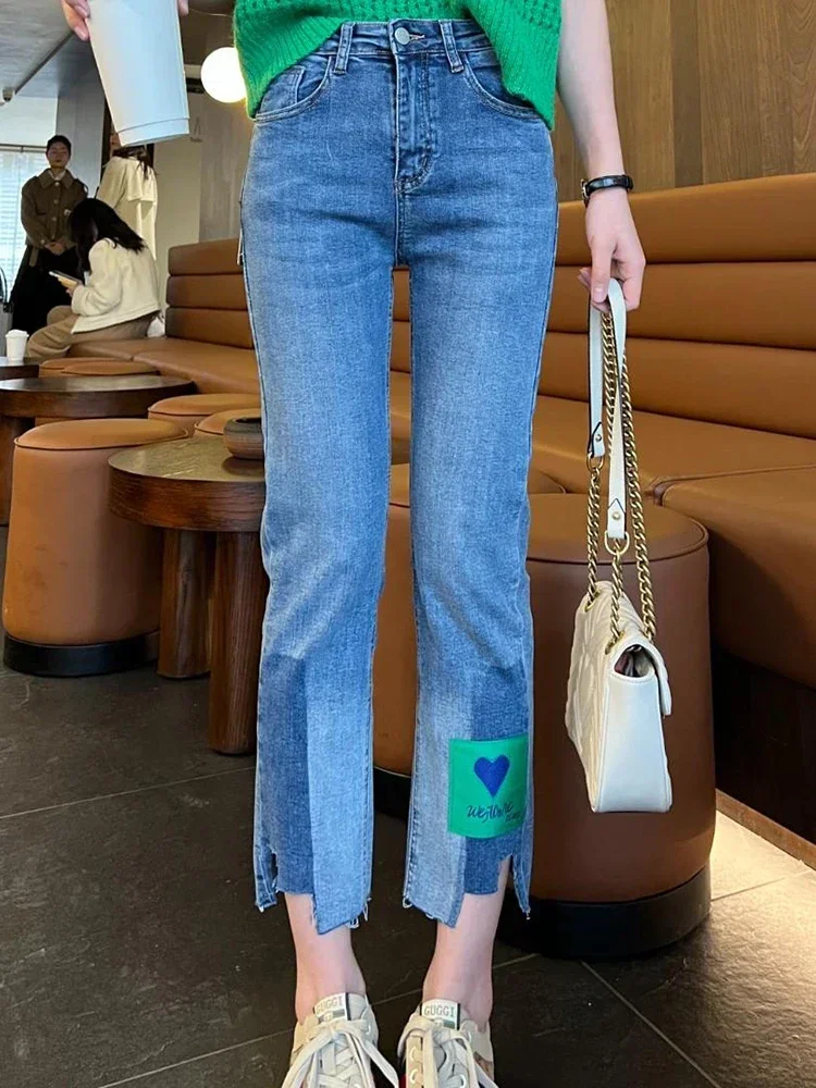 Y2k2023 New Summer Thin High-waist Straight Leg Jeans Women's Big Size Fat Mm Thin Smoke Pipe Pants 40-100kg