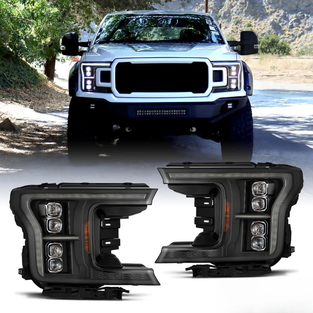 

For 18-20 Ford F150 NOVA-Series G2 Style LED Projector Headlights Black