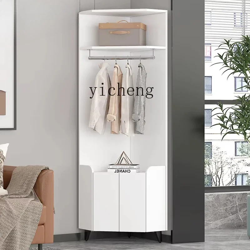 ZC Multifunctional Corner Wardrobe Bedroom Bedside Hanging Wardrobe Household Corner Open Shelf