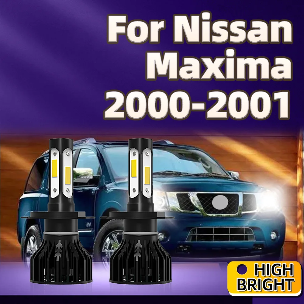 

2Pcs 30000Lm Car Led Lights H4 4Side Chip Car Headlight 6000K with Cooling Fan For Nissan Maxima 2000 2001