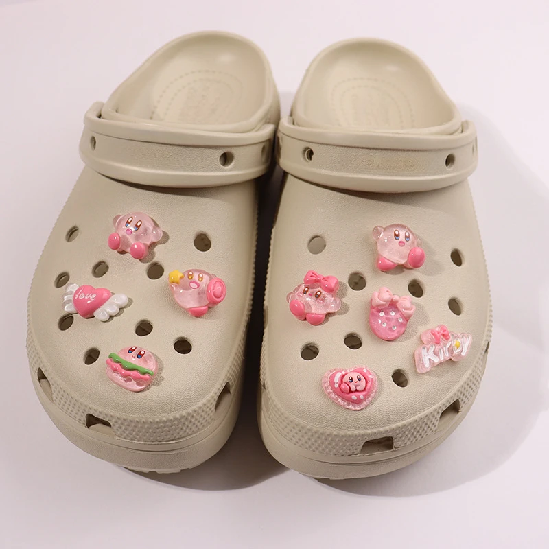 MINISO Clear Kirby Charm Shoes Accessories Garden Shoes Wooden Clogs Sandals DIY Decoration Girls Women Birthday Party Gifts