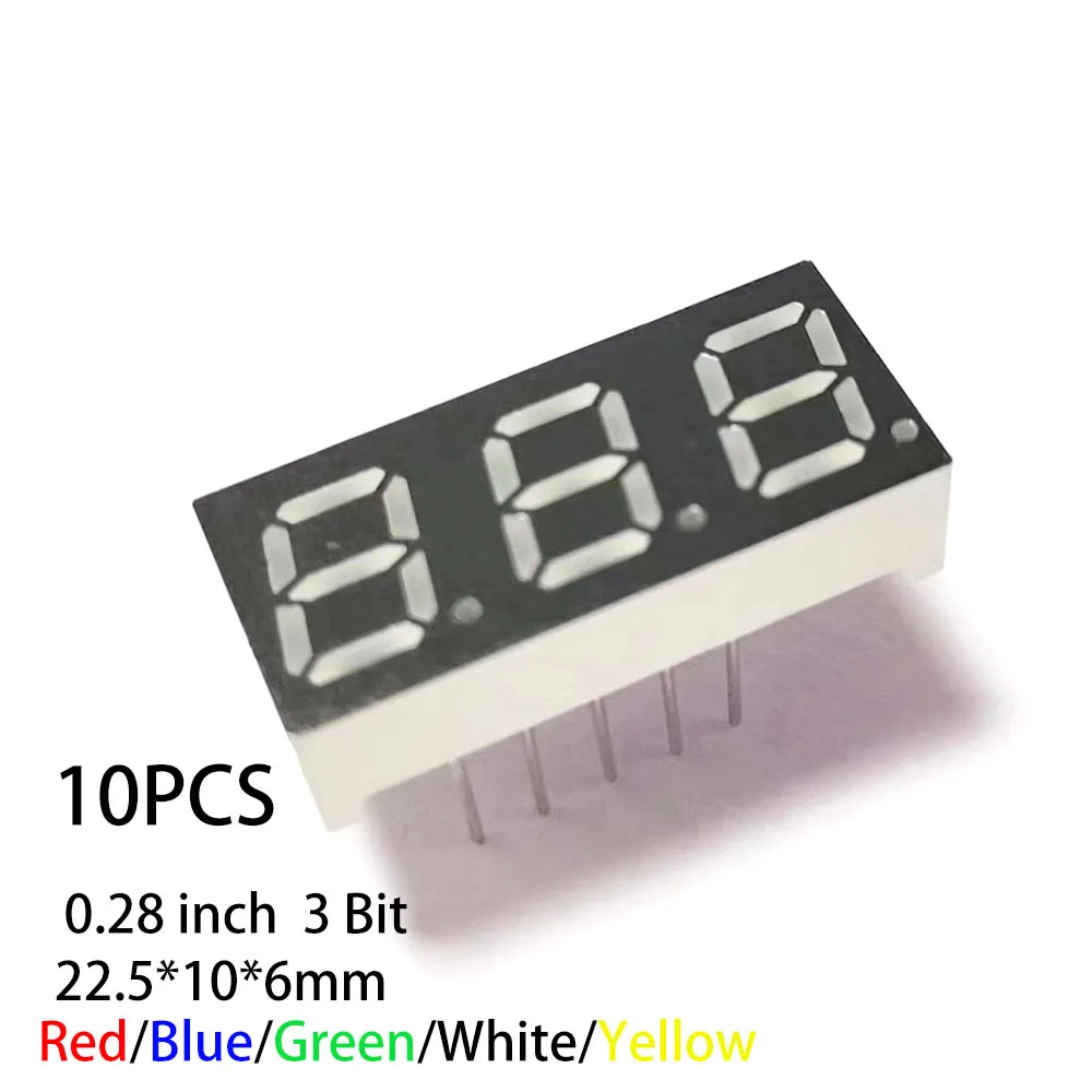 10PCS/LOT LED Digital tube 0.28 inch 3Bit Anode/Cathode Red/Blue/Green/White/Yellow 2831