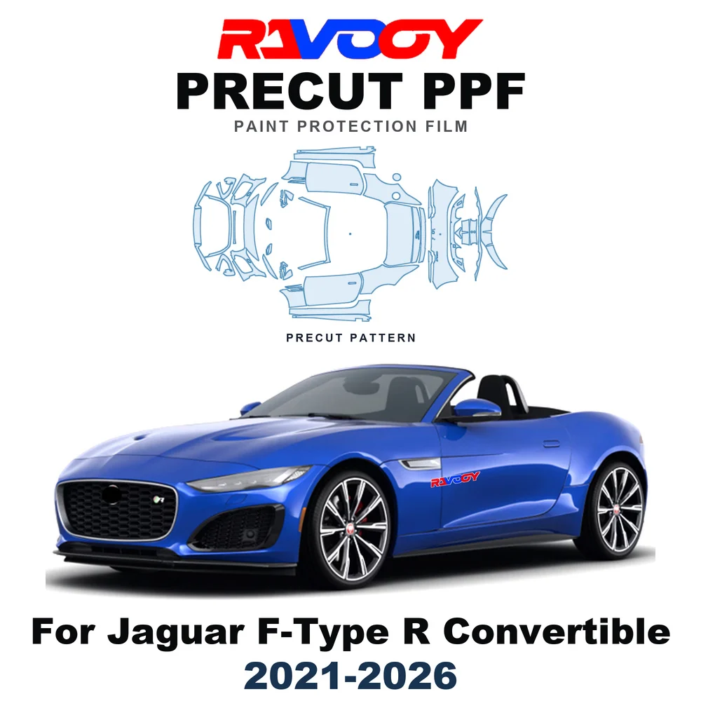 Precut PPF For Jaguar F-Type R Convertible 2021-2026 8.5mil TPU Paint Protection Film Bumper Headlight Self-Healing Clear Kit