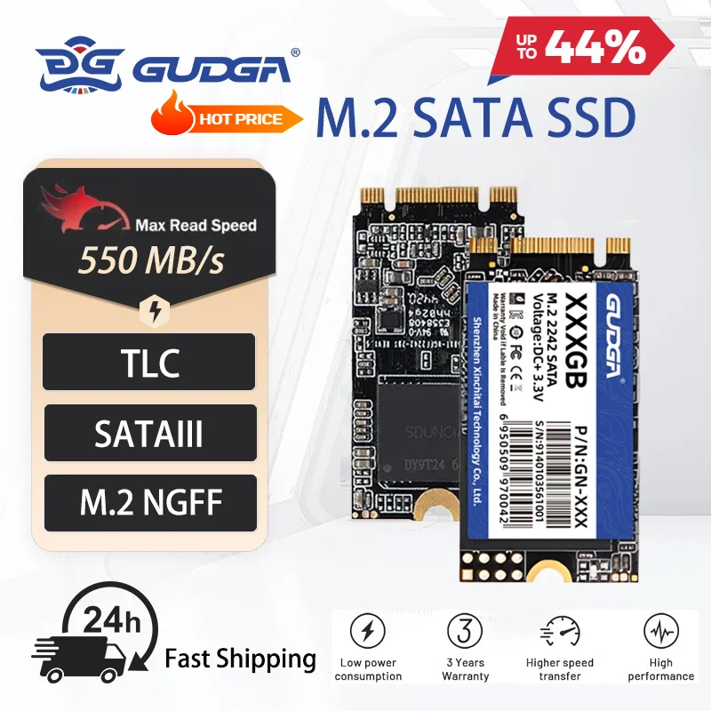 GUDGA M2 SSD 64GB 128GB M.2 NGFF 2242 256GB 512GB SATA3 SSD NGFF 2280 1TB 2TB HD 노트북 데스크탑 용 내장 솔리드 스테이트 드라이브