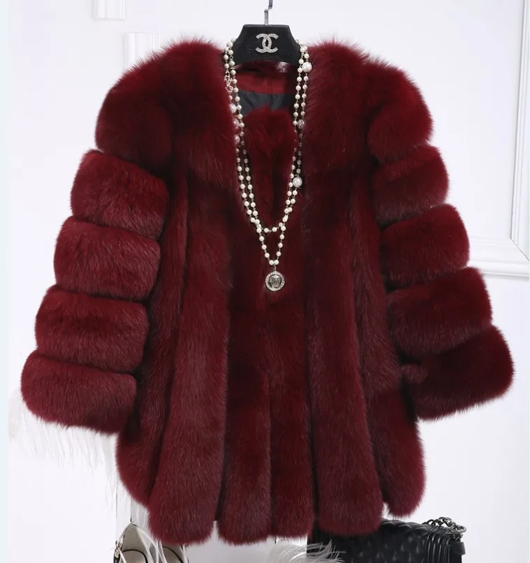 Manufacturers Wholesale Imitation Fox Fur New Mid-length Coats Long Sleeves Special Wholesale Imitation Fur Coats