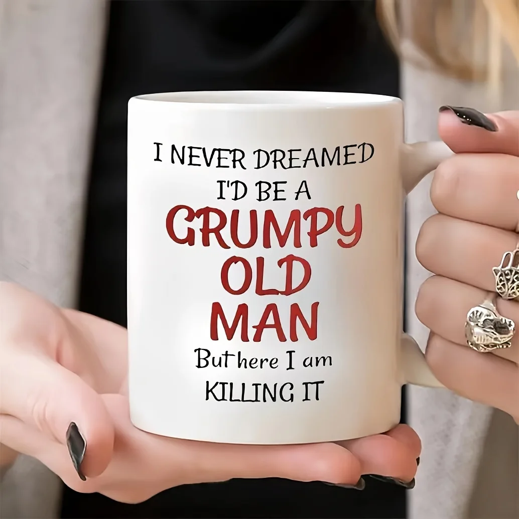 

"1pc Ceramic Coffee Mug With Insulated Design - ""Grumpy Old Man"" Multipurpose Reusable Cup - Ceramic - For Hot & Cold Beverage