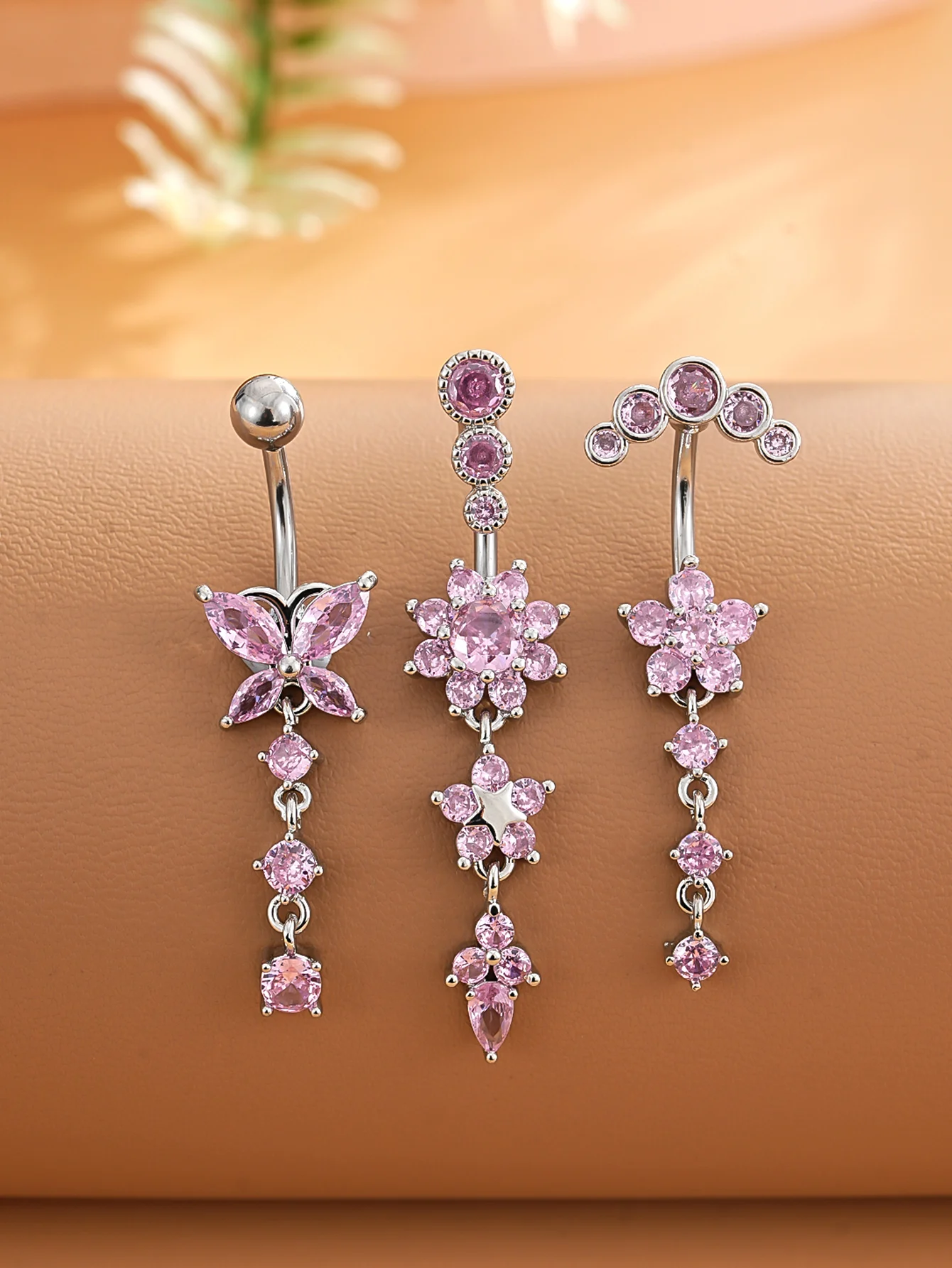 3-8 Stück/Set Gemischte Bauchnabelpiercing-Sets Lange Hängende Gebogene Bauchnabelringe Nombril Ombligo Damen 14G Schmetterling Bauchnabelpiercings – Detail 22