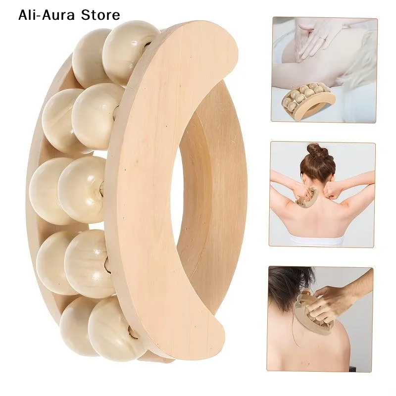 Handheld Relaxation Massage Ball Roller, Handheld Wooden Full-body Massager, Deep Tissue Massager, Relieves Muscle Soreness